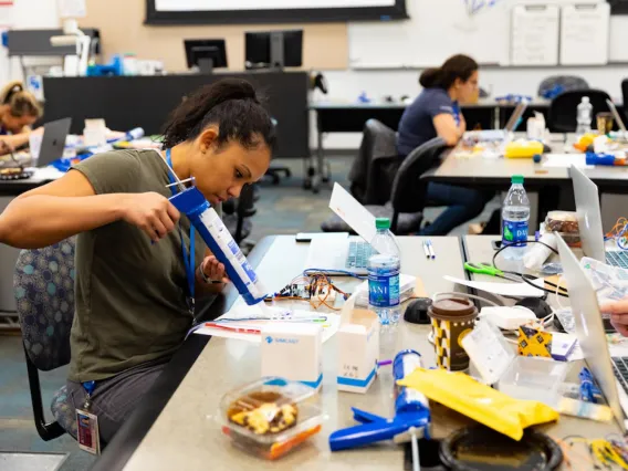 Working with electronics at Hackathon