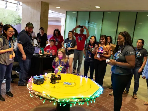 Robots facing off at hackathon