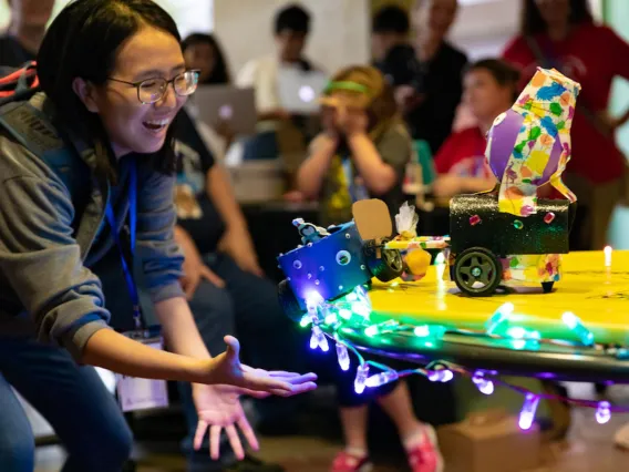 Robot on a table at Hackathon