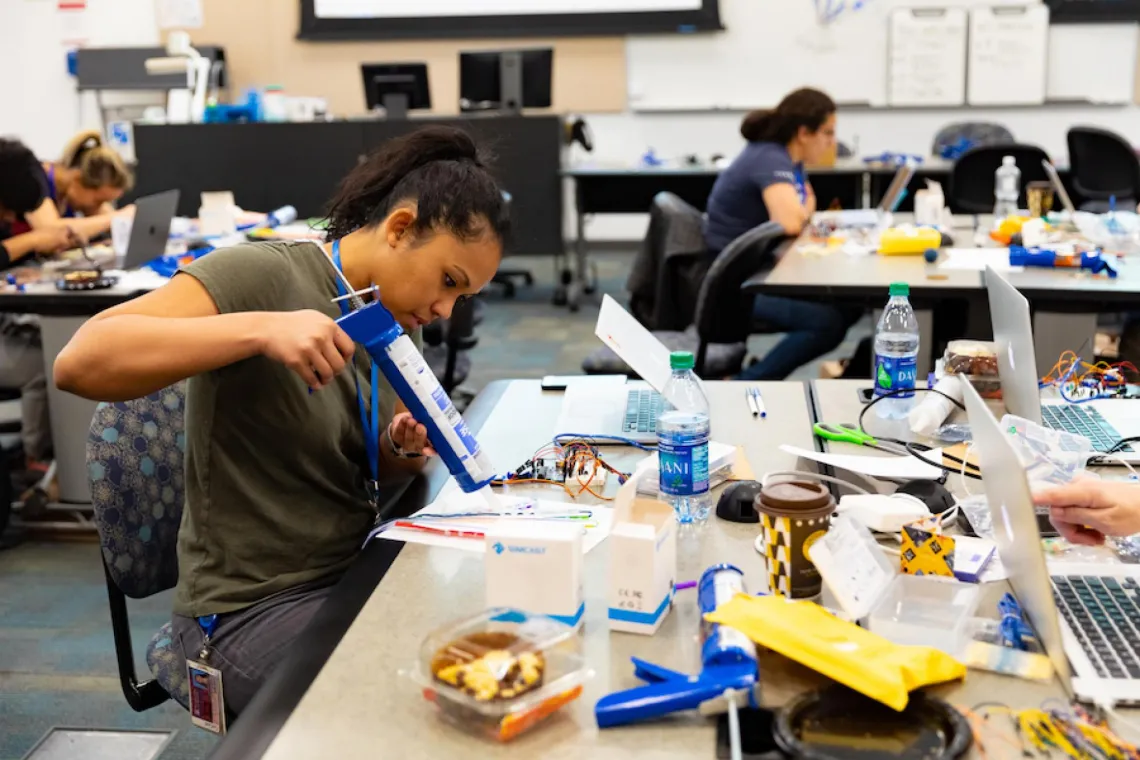 Working with electronics at Hackathon