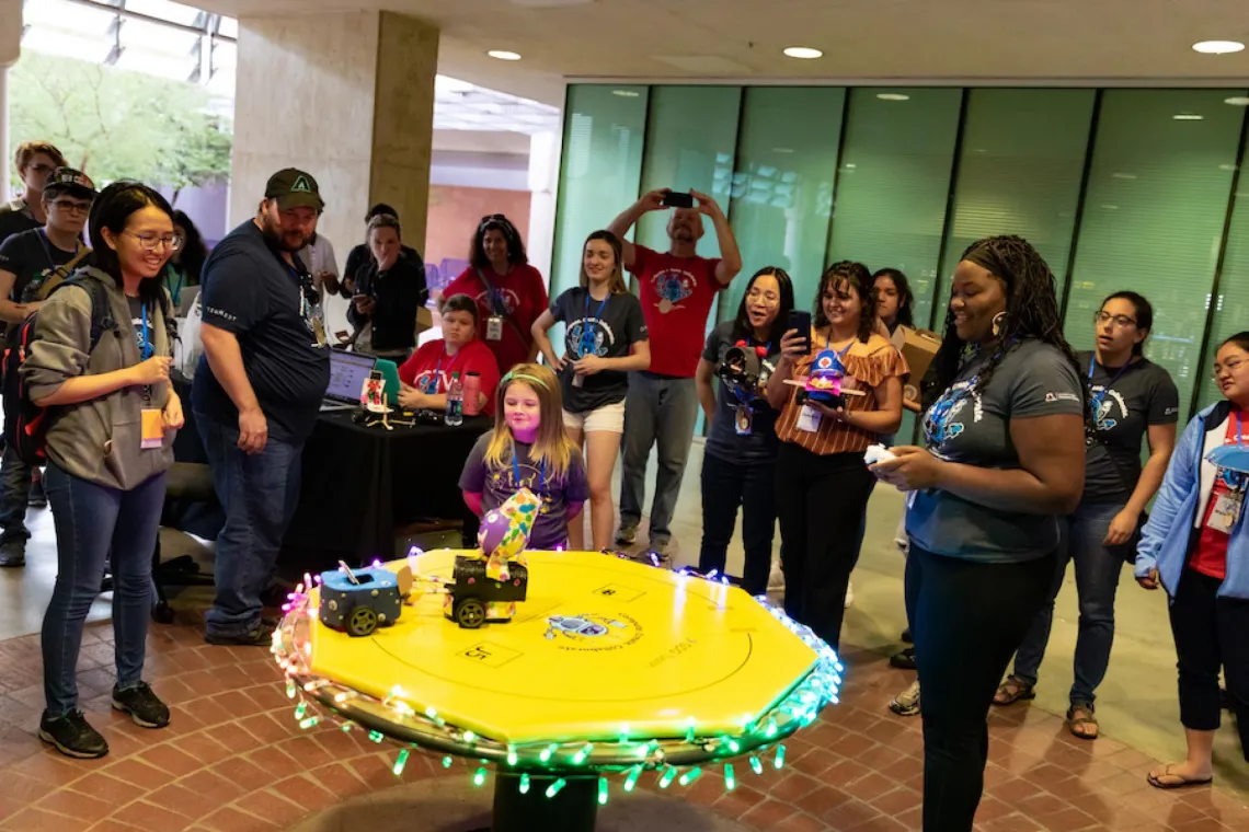 Robots facing off at hackathon